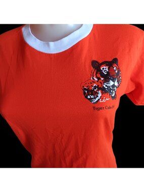 Tiger Cubs True Vintage Women's T-shirt XS Single Stitch Orange Ringer Oneita